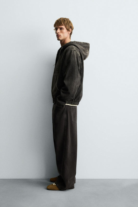 VESTE DÉLAVÉE À CAPUCHE