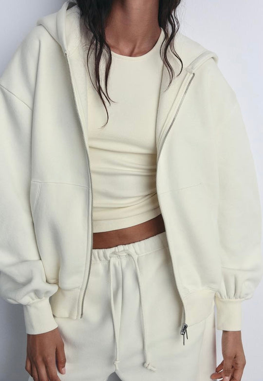 Sweat oversize à zip - Noir