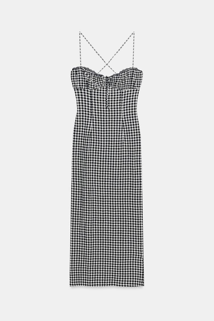 ROBE MI-LONGUE CINTREE À CARREAUX VICHY