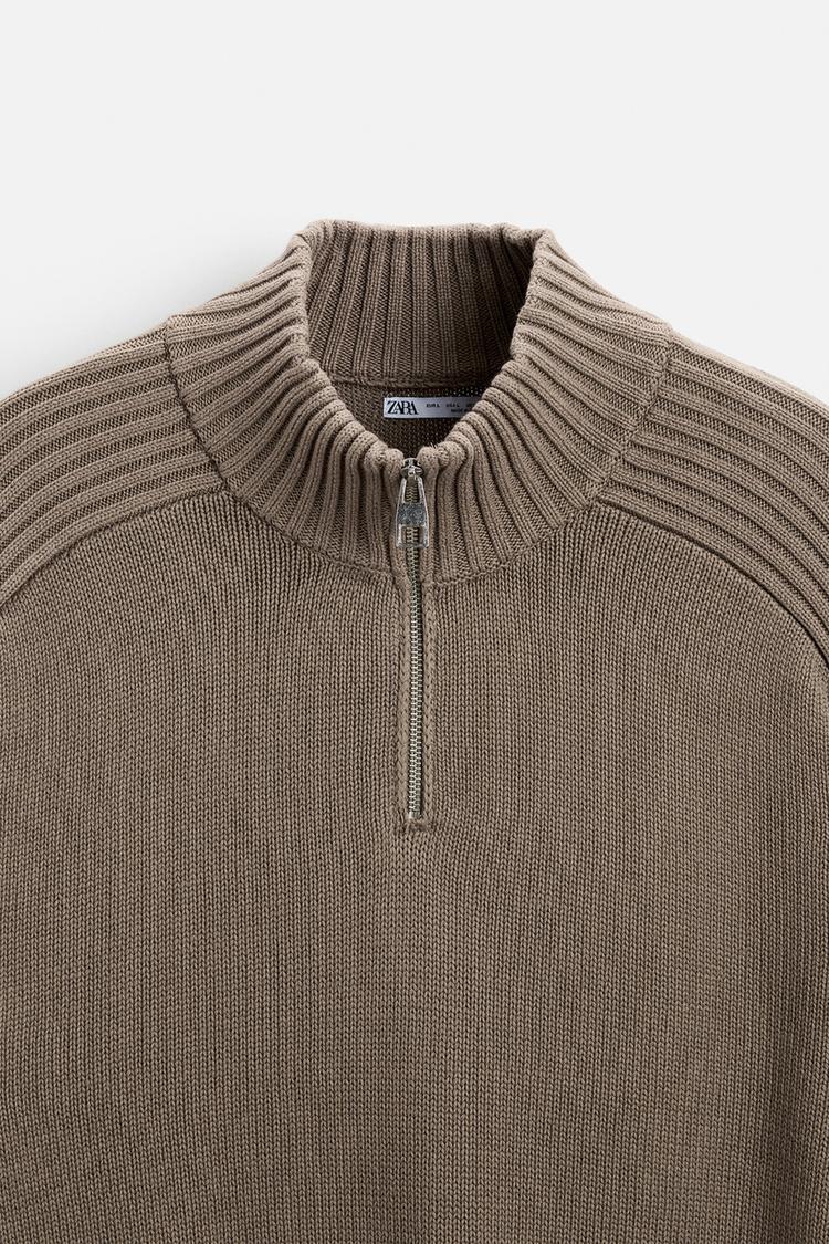Pull à col cheminée avec zip - Noir