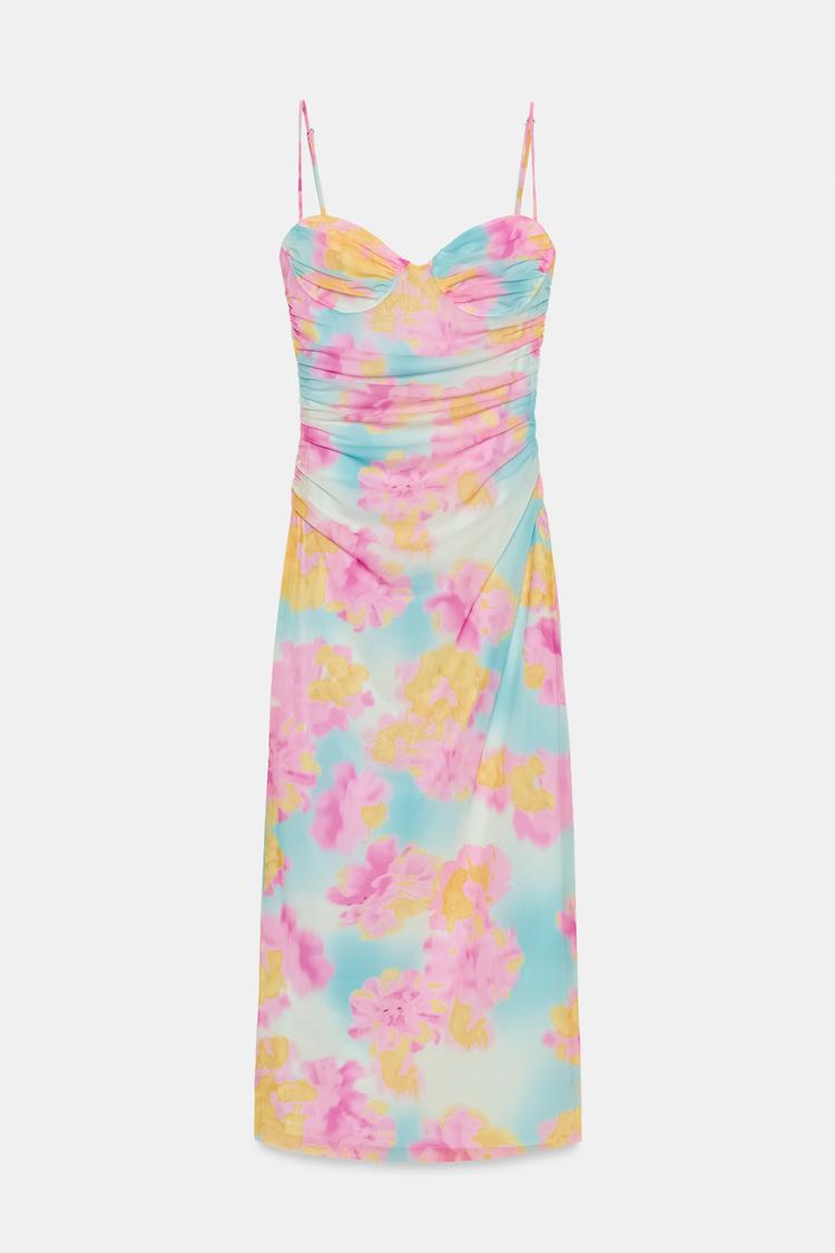 ROBE MI-LONGUE EN TULLE IMPRIMÉE
