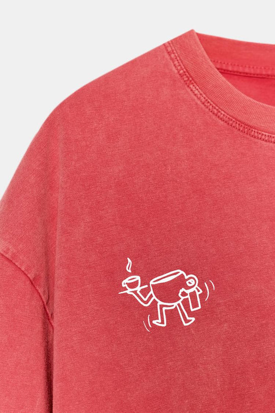 T-SHIRT EFFET DELAVE IMPRIME CORTADO