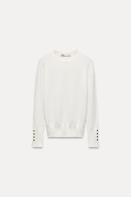 Pull basique en maille unie - Vert huile