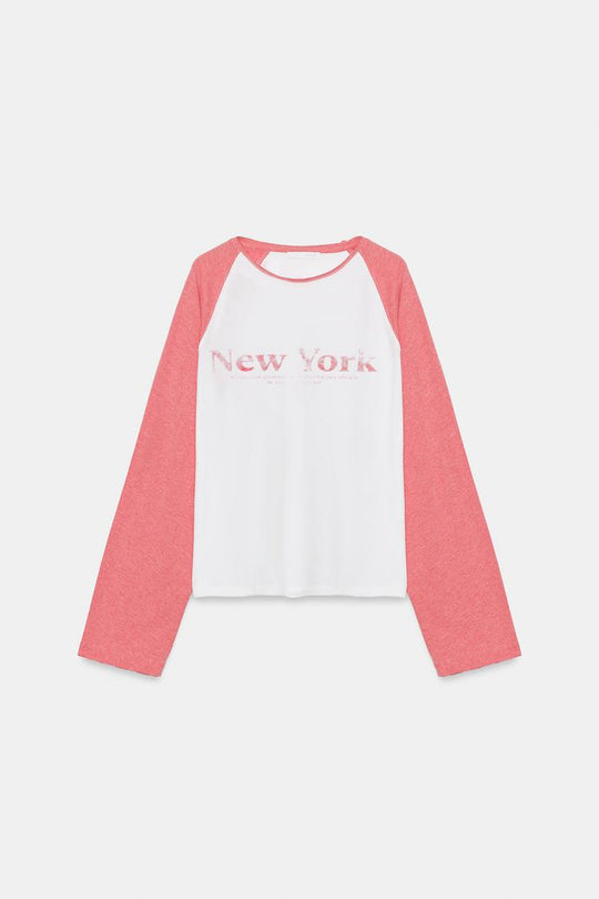 T-SHIRT FLAMÉ À MANCHES RAGLAN