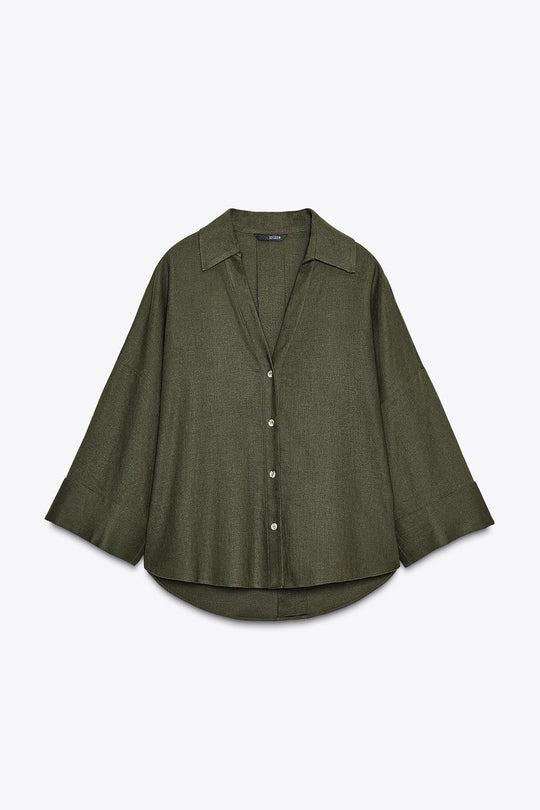 CHEMISE MANCHE LARGE AVEC LIN