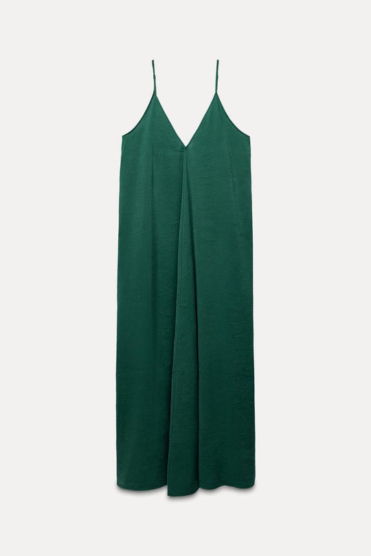 Robe fluide a volume - Vert foncé