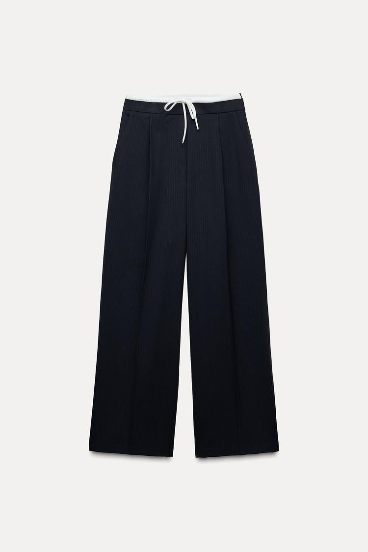 Pantalon large a taille double - Gris