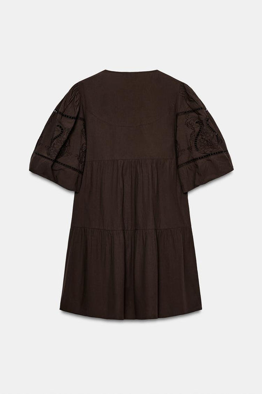ROBE COURTE EN POPELINE BRODÉE