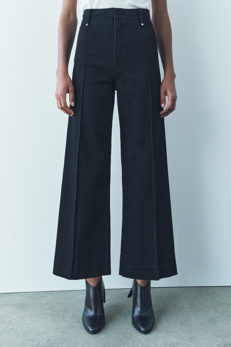 Jean coupe droite large et taille haute - Noir