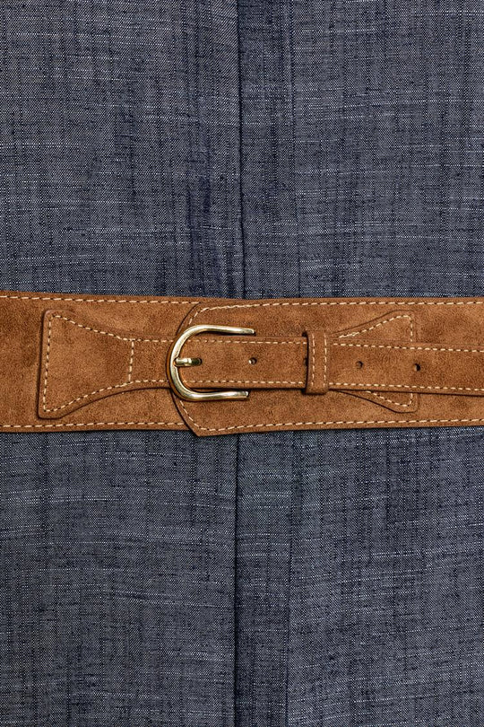 ROBE MI-LONGUE EN LIN AVEC CEINTURE