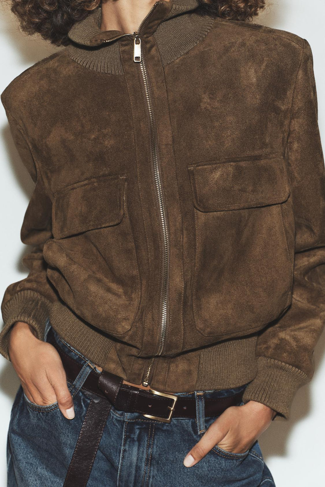 VESTE BOMBER COL MONTANT CÔTELÉ