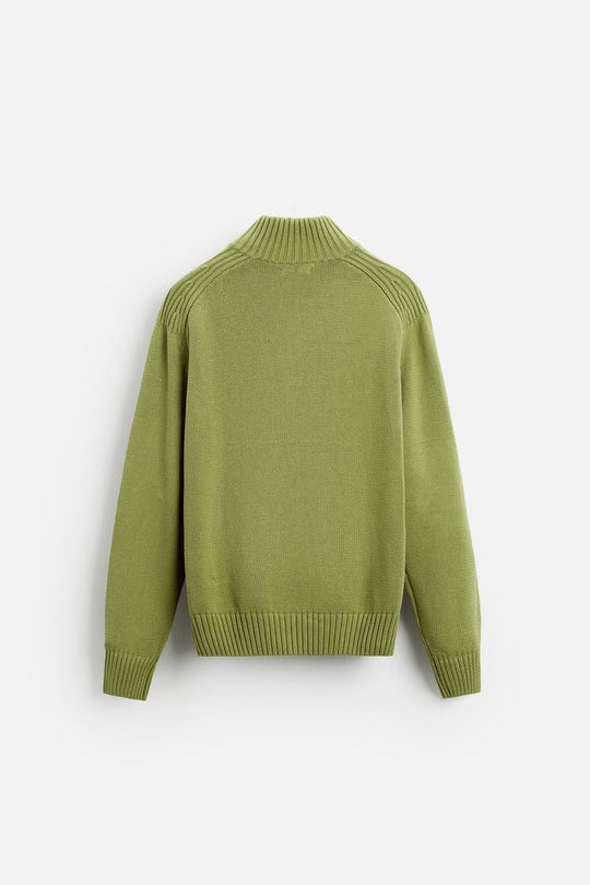 Pull à col cheminée avec zip - Gris Taupe