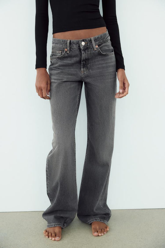 Jean trf wide leg taille normale - Bleu nuit