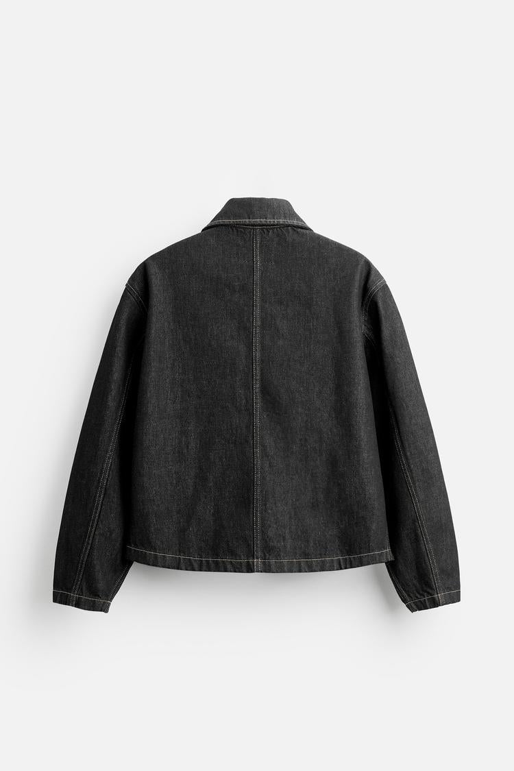 Blouson cropped en denim x Harry Lambert