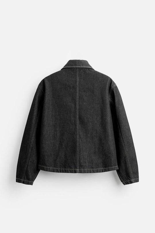 Blouson cropped en denim x Harry Lambert
