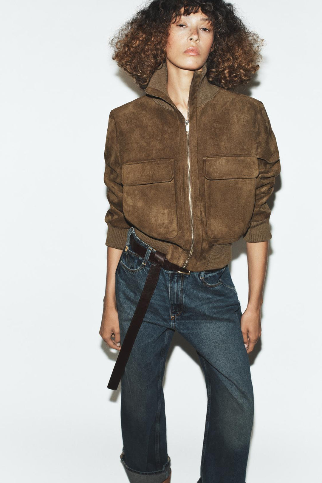 VESTE BOMBER COL MONTANT CÔTELÉ