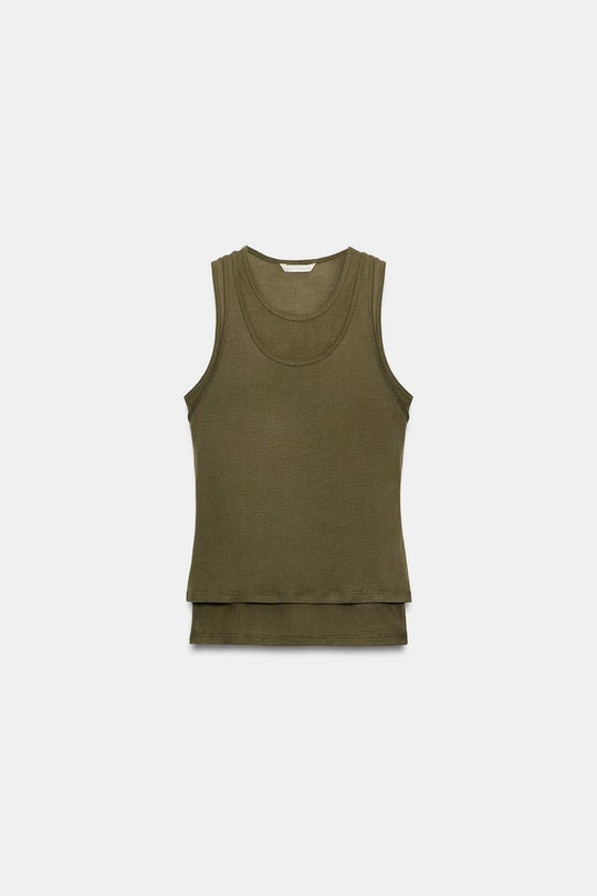 T-SHIRT EFFET DOUBLE SANS MANCHES