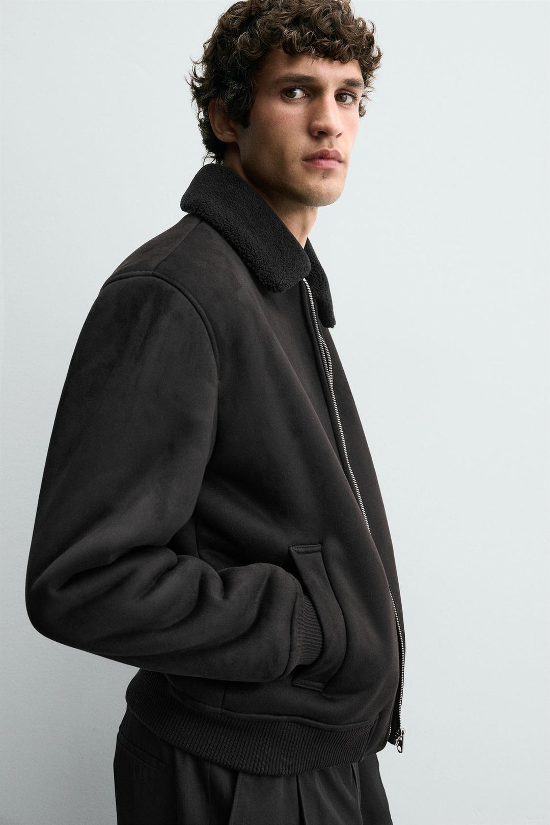 VESTE EFFET DAIM COMBINÉ