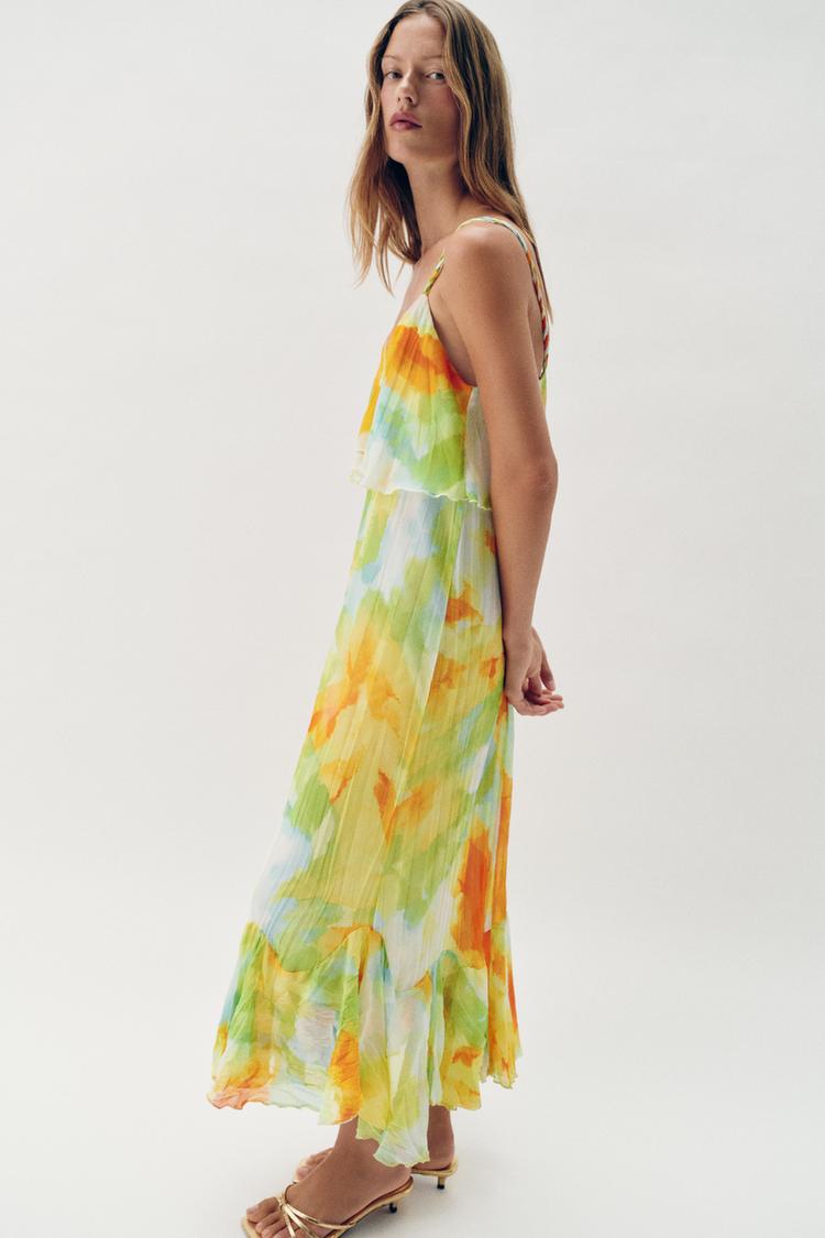 ROBE MI-LONGUE IMPRIMÉE À VOLANTS