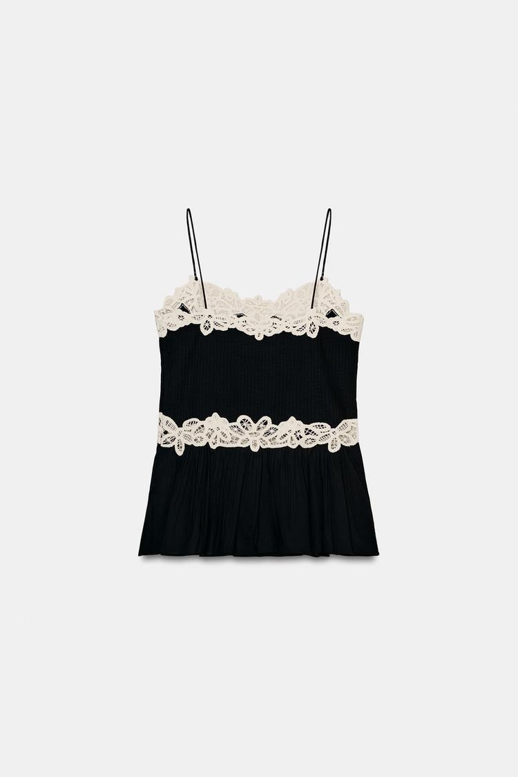 TOP DENTELLE CONTRASTÉE ZW COLLECTION