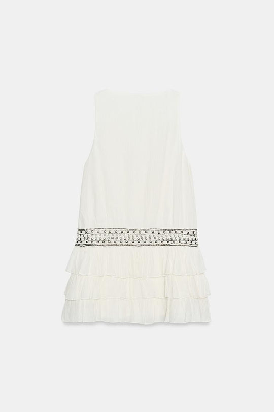 ROBE GAZE VOLANTS CLOUS