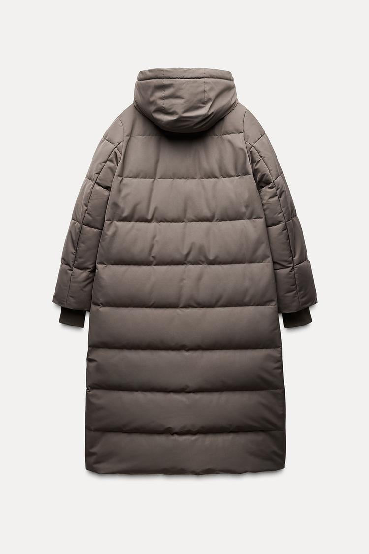 Doudoune longue verte à capuche imperméable  et coupe vent - Vison