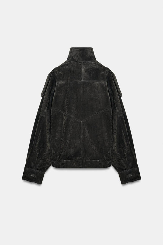 BLOUSON DE MOTARD 100% CUIT DAIM BOUTONS REVÊTUS