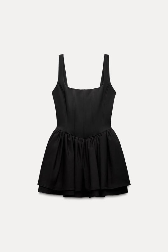 Robe style corset a plis - Beige