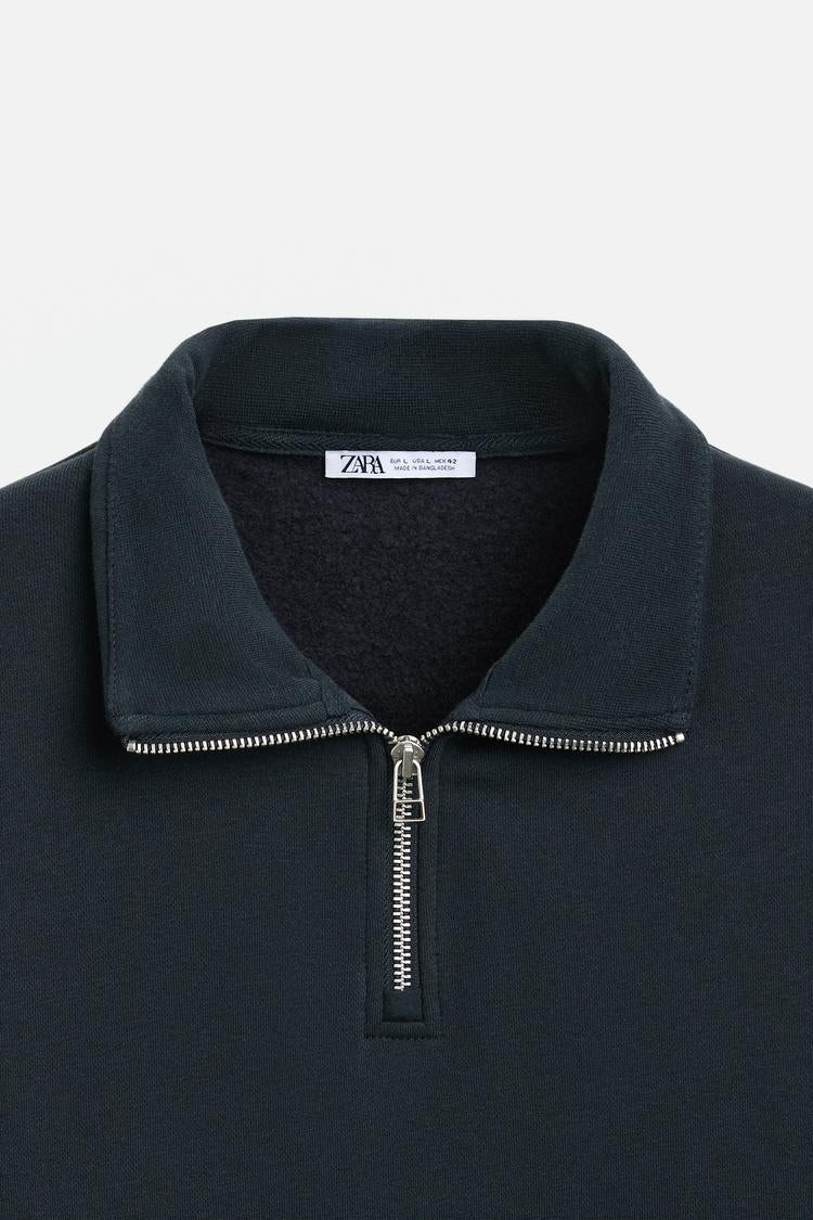 Sweat a zip sur le col - Gris Moyen