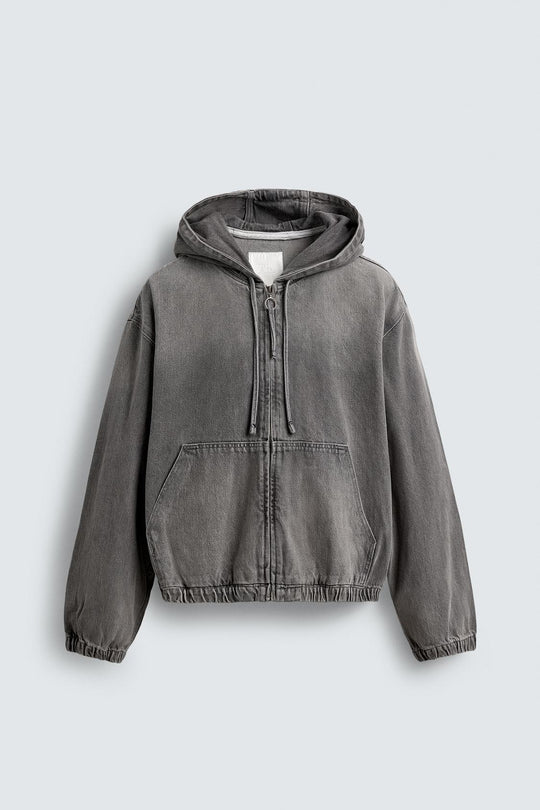 VESTE DÉLAVÉE À CAPUCHE