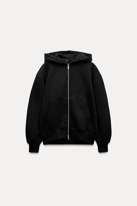 Sweat oversize à zip - Noir
