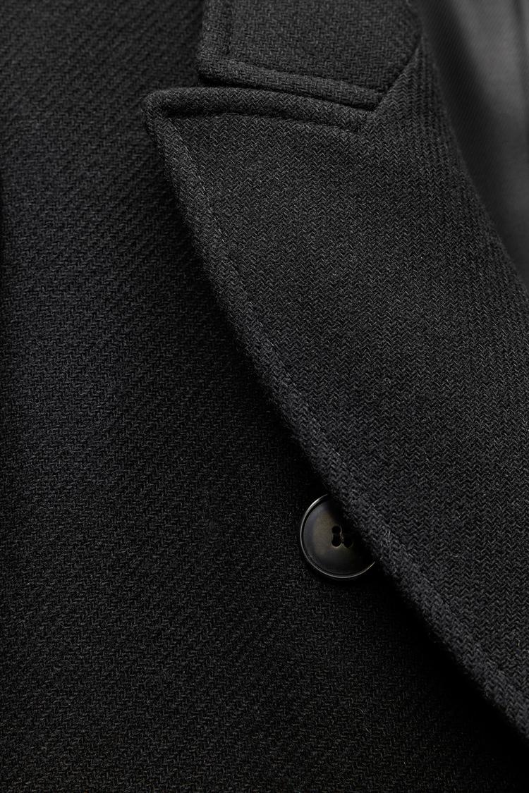 Manteau à boutonnage croisé avec laine - Marron clair