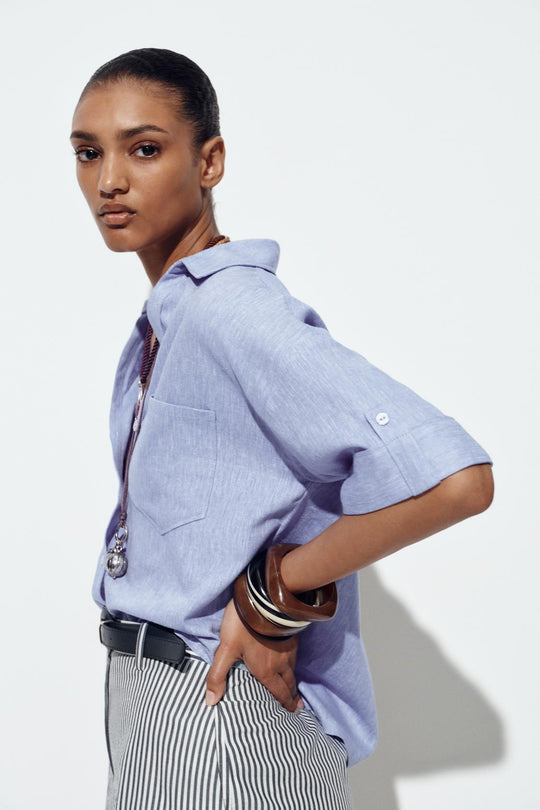 CHEMISE COURTE EN LIN