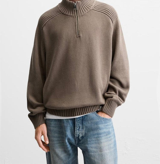 Pull à col cheminée avec zip - Noir