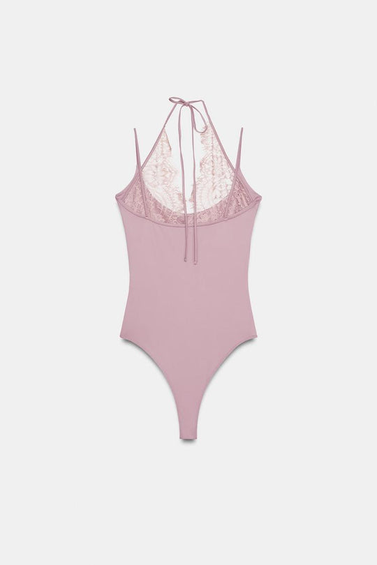 BODY HALTER AVEC DENTELLE COMBINÉE