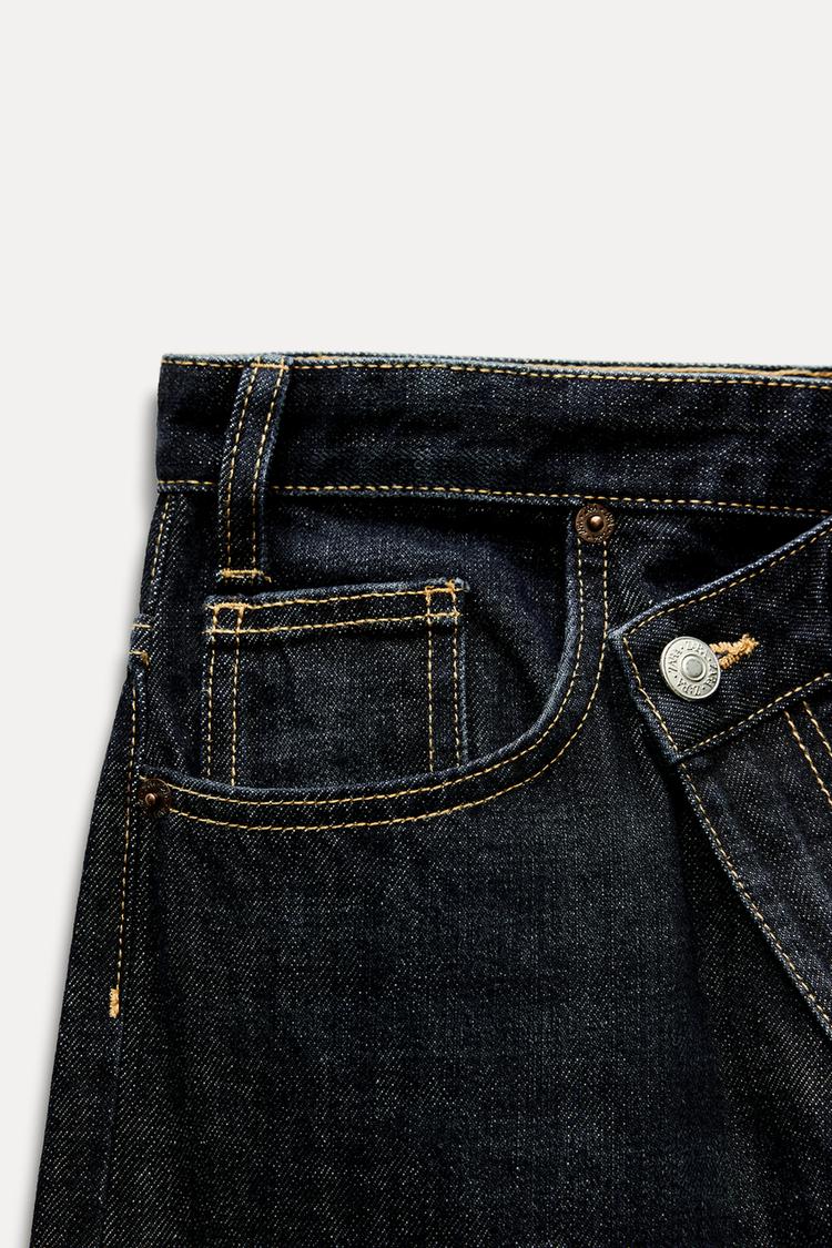 Jean trf wide leg cinturilla cruzada taille haute - Indigo