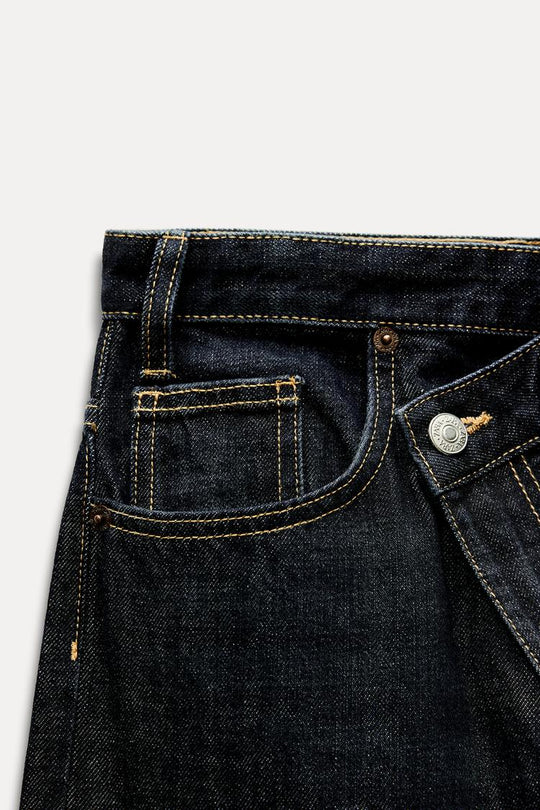 Jean trf wide leg cinturilla cruzada taille haute - Indigo