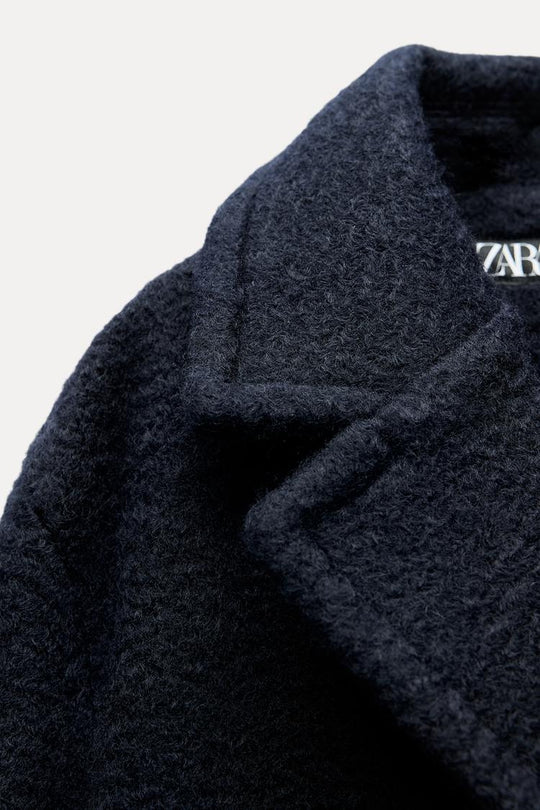 Manteau mis long bouclé - Noir