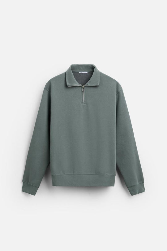 Sweat a zip sur le col - Gris Anthracite
