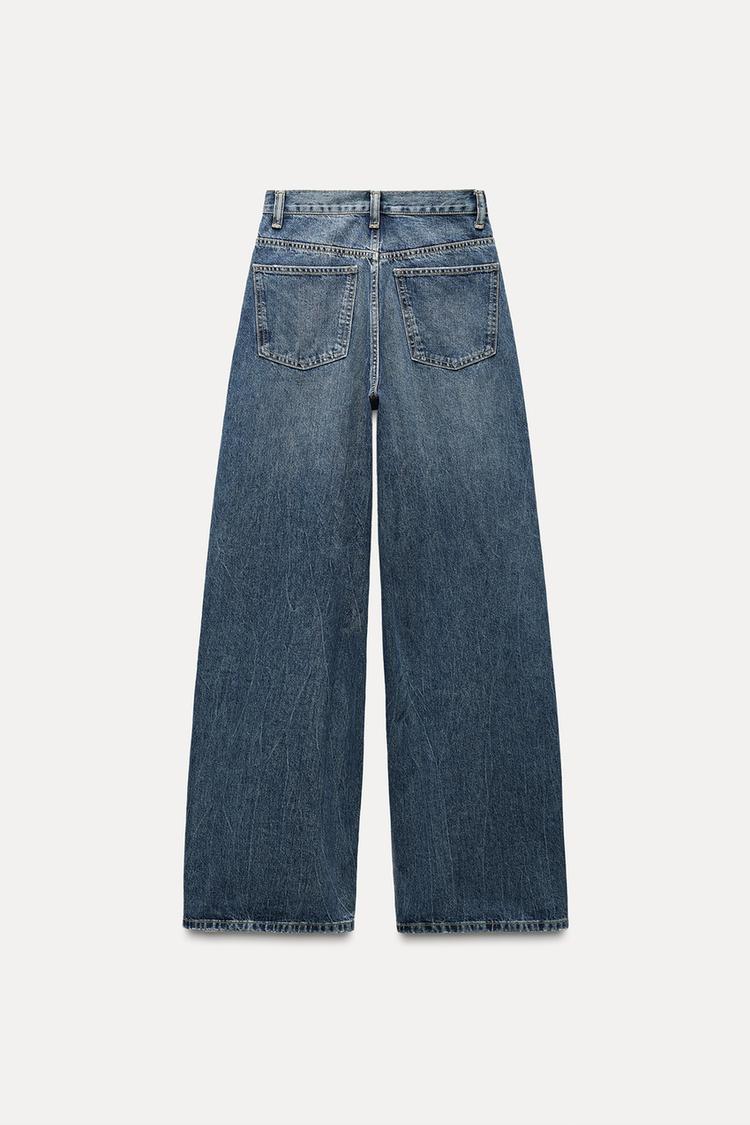 Jean trf wide leg cinturilla cruzada taille haute - Indigo
