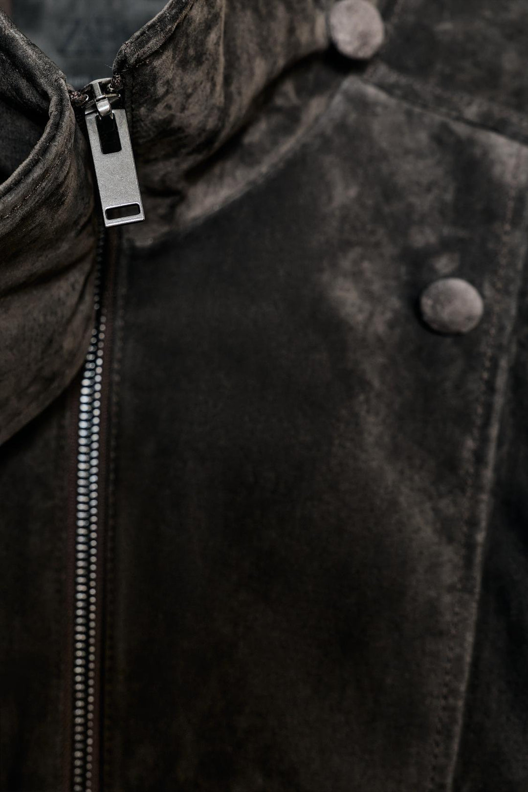 BLOUSON DE MOTARD 100% CUIT DAIM BOUTONS REVÊTUS