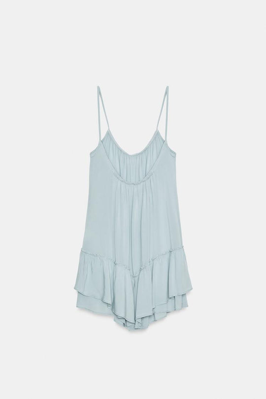 ROBE COURTE FLUIDE À VOLANT