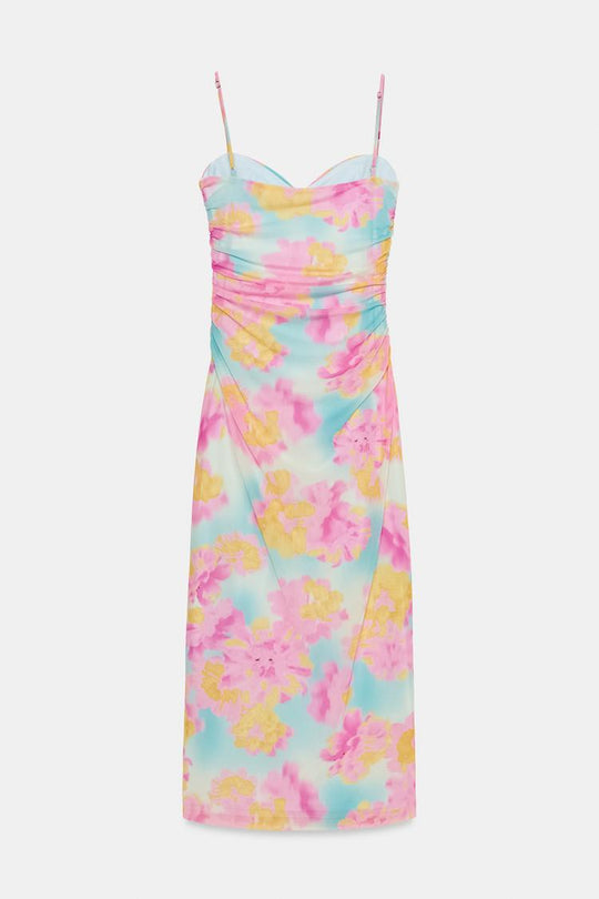 ROBE MI-LONGUE EN TULLE IMPRIMÉE