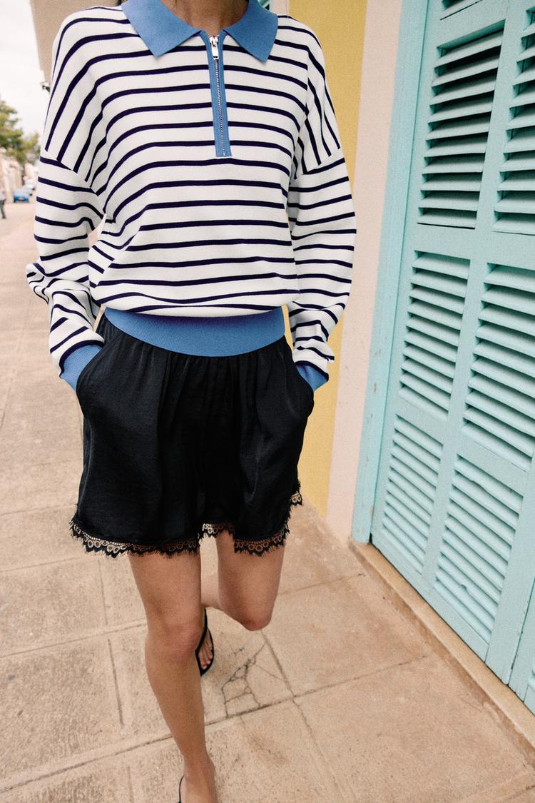 SHORT SATINÉ DENTELLE