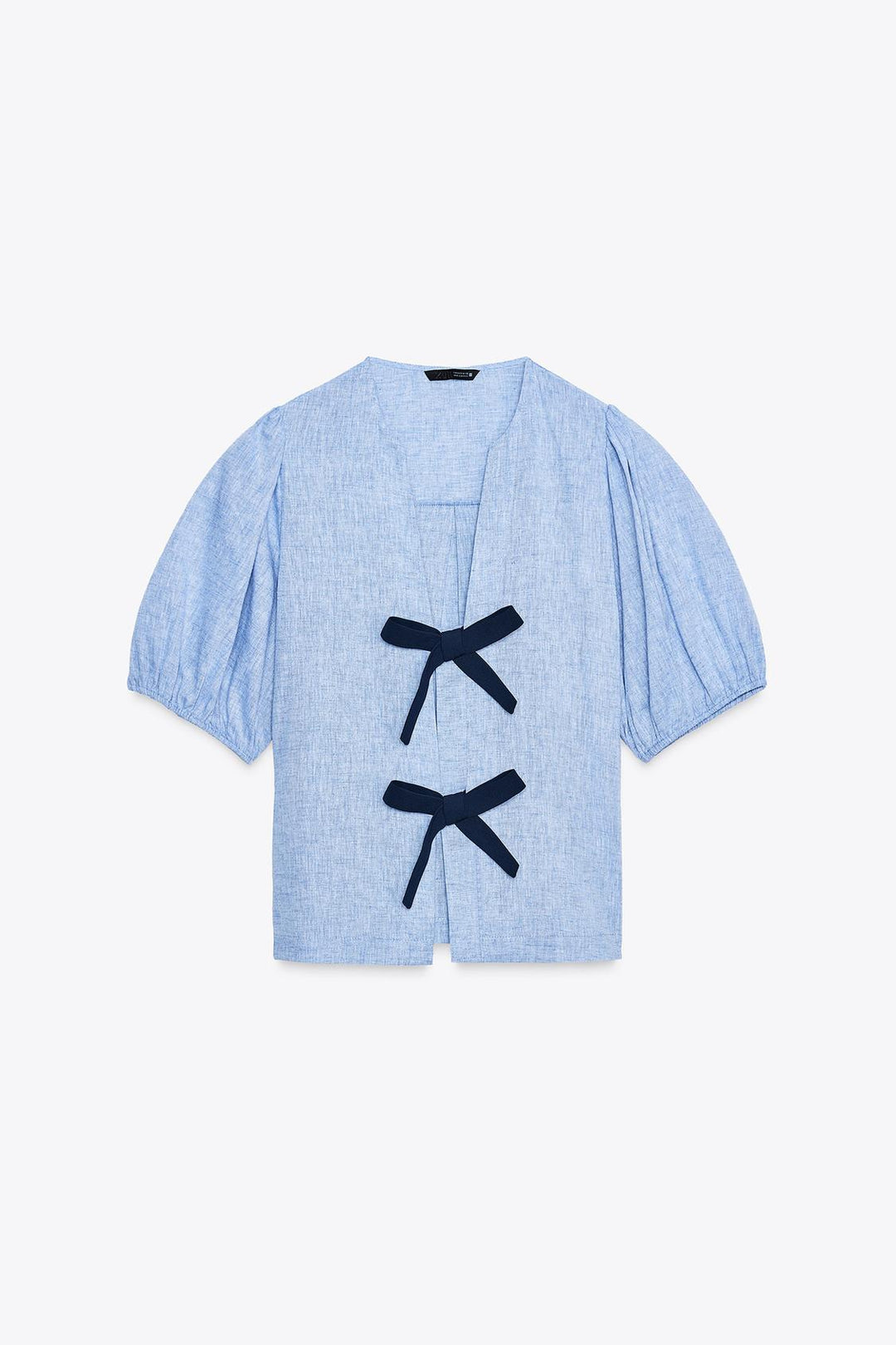 BLOUSE À LACETS AVEC LIN