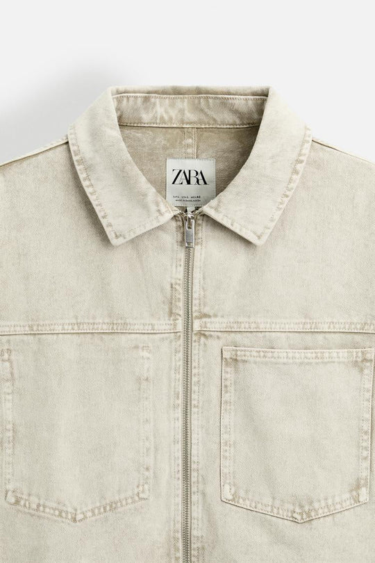 Cropped denim overshirt