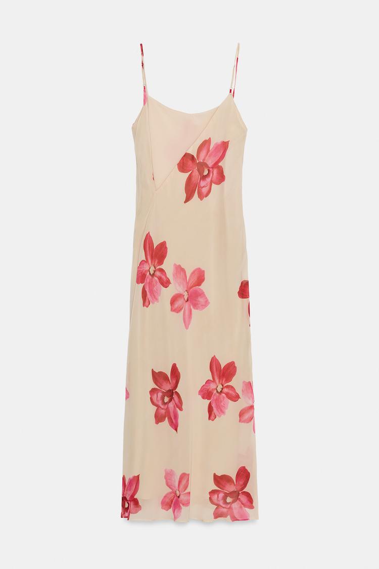 ROBE MI-LONGUE DRAPÉE À FLEURS