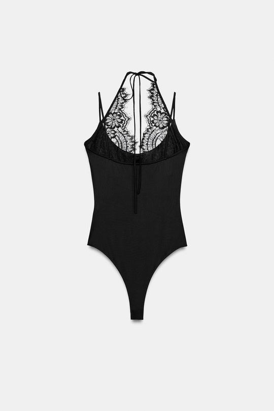 BODY HALTER AVEC DENTELLE COMBINÉE
