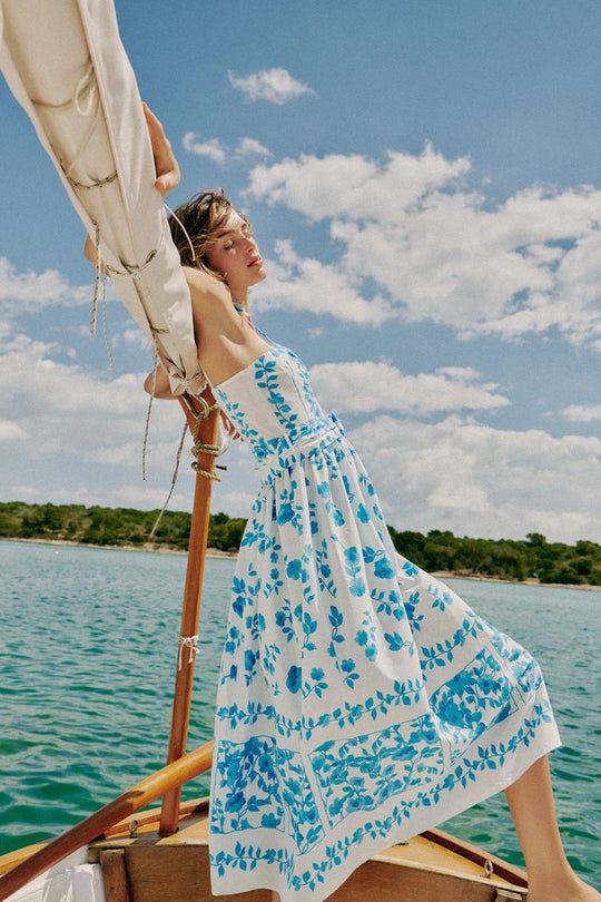 ROBE MI-LONGUE IMPRIMÉE EN POPELINE