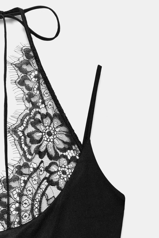 BODY HALTER AVEC DENTELLE COMBINÉE